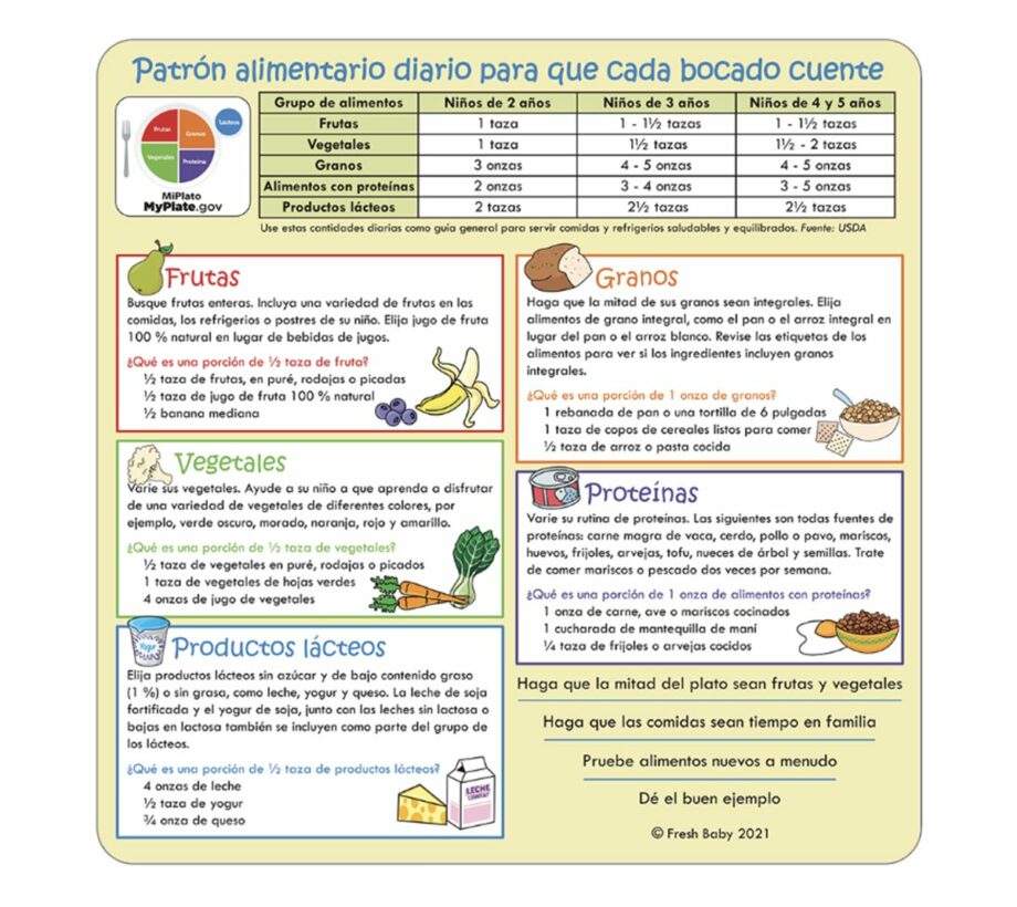 MyPlate Daily Food Plan Card - Bilingual – Fresh Baby | Nutrition ...