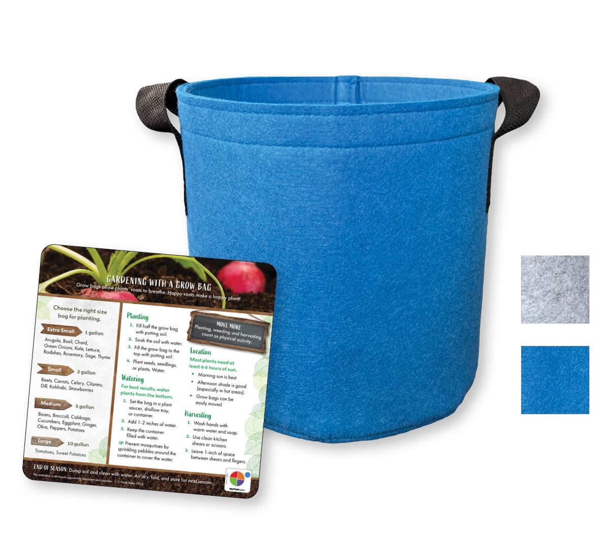 Grow Bag w/ Tip Card - 3 Gallon - Assorted Colors – Fresh Baby | Nutrition  Education & Physical Activity Products