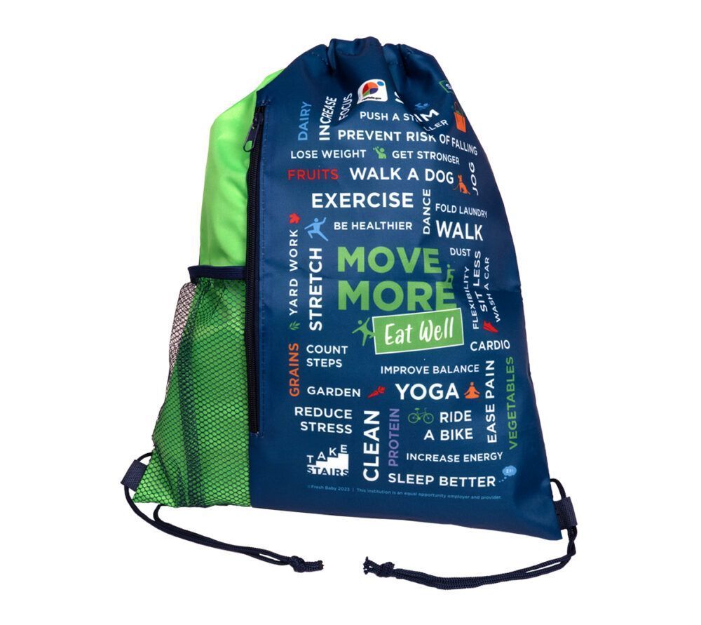 55027E Move More. Eat Well. Drawstring Backpack Bag - No Bottle