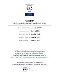 Fresh Baby - HUBZone Certificate 2021